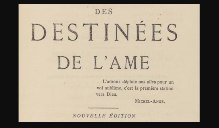 The binding of 'Des Destinées de l'Ame' has been removed by Harvard University